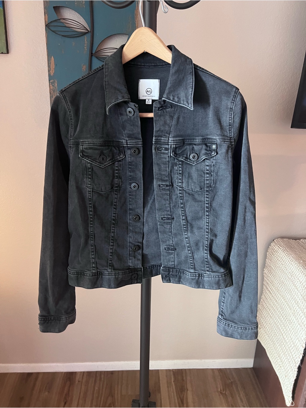 Ag Adriano Goldschmied Black Washed Denim Jacket